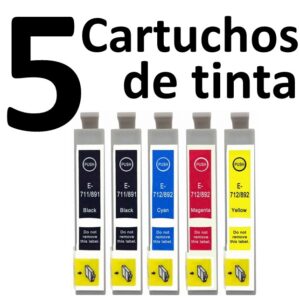 5 Compatible Ink Cartridges T0711 / T0712 / T0713 / T0714 PREMIUM QUALITY - Image 1