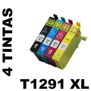 4 Compatible Ink Cartridges for Epson T1291 XL / T1292XL / T1293XL / T1294XL PREMIUM QUALITY - Image 1
