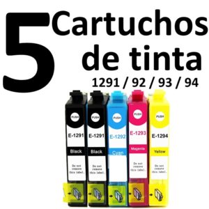 5 Compatible Ink Cartridges for Epson T1291 XL / T1292XL / T1293XL / T1294XL PREMIUM QUALITY - Image 1