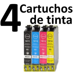 4 Compatible Ink Cartridges T1811 / T1812 / T1813 / T1814 Epson PREMIUM QUALITY - Image 1