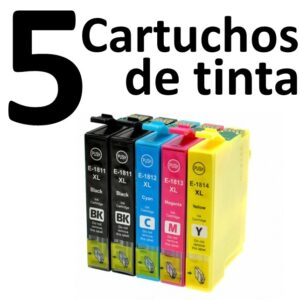 5 Compatible Ink Cartridges T1811 / T1812 / T1813 / T1814 Epson PREMIUM QUALITY - Image 1