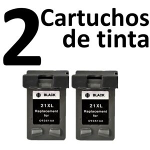 2 Compatible Ink Cartridges 21XL HP Black Color PREMIUM QUALITY - Image 1