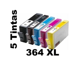 5 Cartuchos de Tinta Negro y Color Compatible 364 XL HP CALIDAD PREMIUM - Image 1